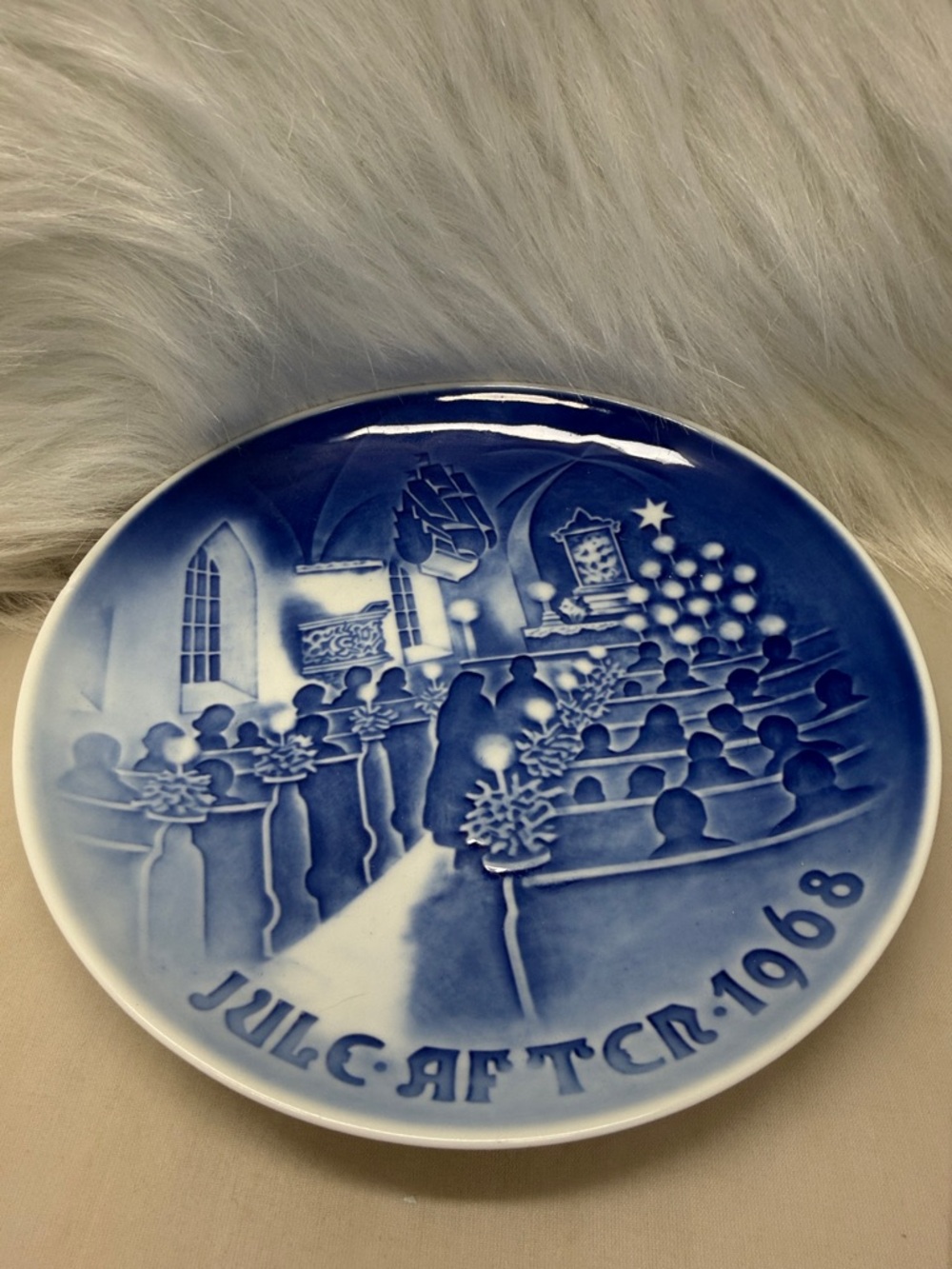 Royal Copenhagen Blue and White Holiday Relief Plate